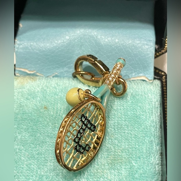 NWT Vintage JUICY COUTURE TENNIS BALL AND RACKET Gold Charm Y2K - Picture 4 of 5